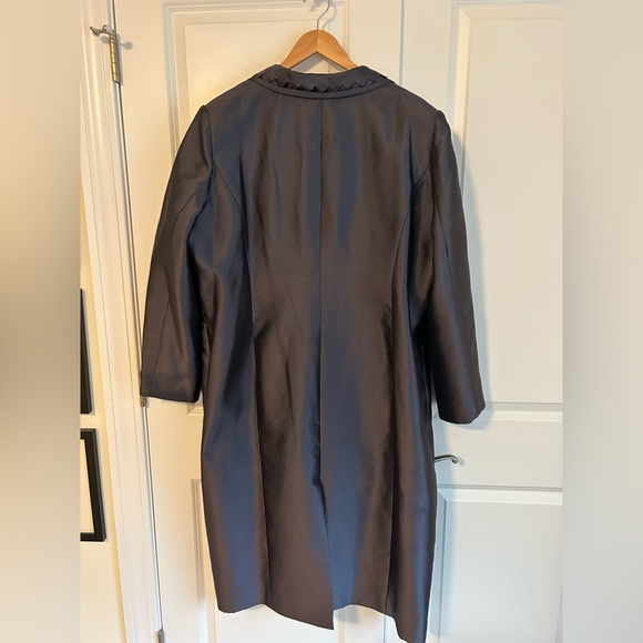 Moshita Couture maxi long blazer jacket topper dark pewter gray evening sz 20 - Picture 2 of 8